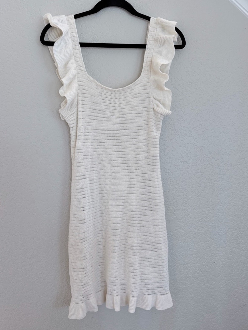 Anthropologie Ruffed Pointelle Knit Mini Dress